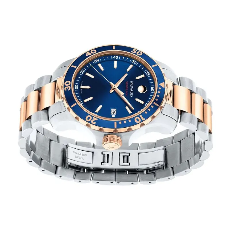 Movado 800 Series Quartz Blue Dial Two-tone Men's Watch- 2600149